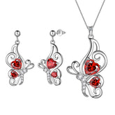 Butterfly Birthstone January Garnet Jewelry Set 3PCS - Jewelry Set - Aurora Tears